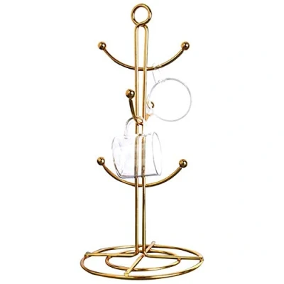 Image of KOKSII Countertop Mug Tree, 6 Coffee Cup Dryer Kitchen Tree Tea Cups Holder Stand,Gold