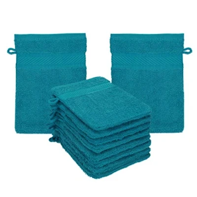 Image of Betz 10 Piece Wash Mitt Set PALERMO 100% Cotton Size: 16 x 21 cm (teal)
