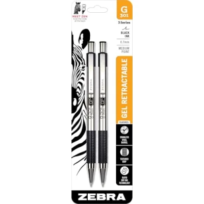 Image of Zebra 615710 G 301 Retractable Gel Pens Medium Point Black Ink