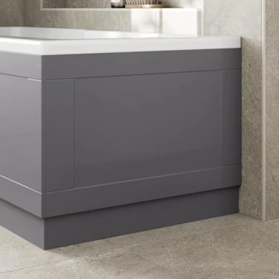 Image of Affine® Traditional 700 End Panel MDF Bath 15mm, Wooden Panels for Bathroom Baths Soaking Tubs, Adjustable Plinth, Easy to Cut, Grey Gloss