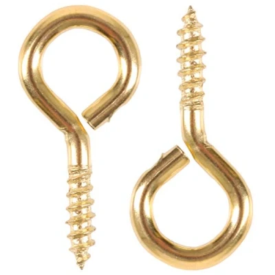 Image of 20x Brass Plated 30mm Screw in Vine Eyes Ideal for Garden Clothes Wire &amp; Hanging Picture Frames