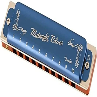 Image of Fender® MIDNIGHT BLUES Harmonica Diatonic 10 Hole Tuning D Blue Limited Edition