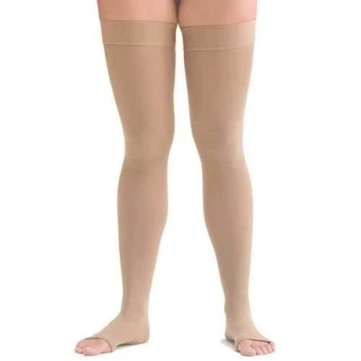 Image of Scholl Softgrip Ultima Class III Compression Stockings for Women Thigh Length, Open Toe Natural High Strength Varicose Veins, Oedema, Swelling, Swollen Legs, and Circulation