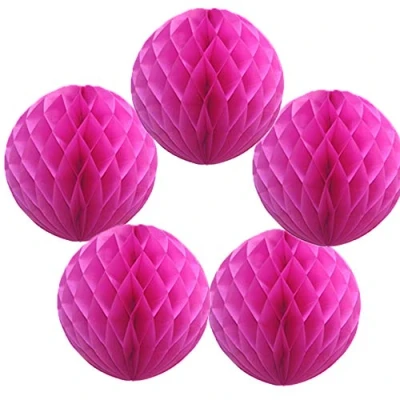 Image of Time to Sparkle 5 Pack Tissue Paper Honeycomb Balls Table Centrepiece Lantern Garland Wedding Decoration Ball rose Red, 8&quot;(20cm)