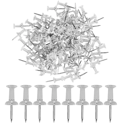 Image of 240pcs Transparent Push Pins,Tacks,Drawing Pins,Plastic Head Drawing Poster Tacks Needle,Clear Pins for Wall Hangings,Cork Board,Maps Posters Photos,Pinboard,Notice Board,Xmas Party Decorations