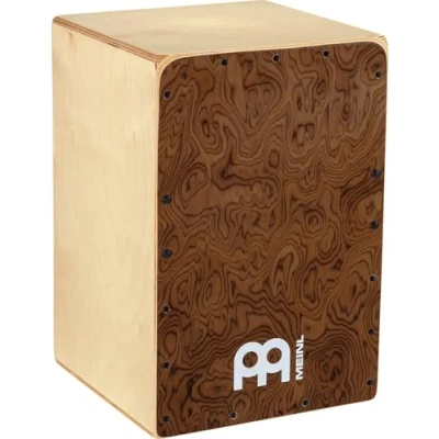 Image of Meinl Percussion Snarecraft Cajon Instrument Compact Drum Box with 2 Snare Wires Playing Surface Burl Wood (SC80BW)