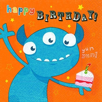 Image of Servietten Kinder 20 Pack Napkin 3 Ply Monster Party/Children&#039;s Birthday/Kids, 33 x cm, Paper, Made in Germany