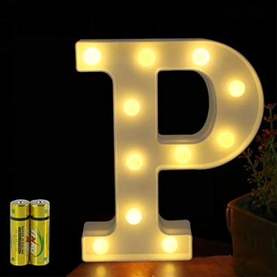 Image of HONPHIER® Letter Lights Decorative LED Alphabet Marquee Decoration Light Up Sign Night Battery Operated for Birthday Party Wedding Receptions Holiday Bar Home Bedroom Bath Decor (P)