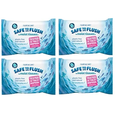 Image of (4 Pack) Natracare Safe To Flush Moist Tissues 30 Wipes
