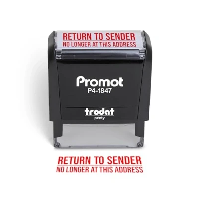 Image of Promot Return to Sender NO Longer at This Address Self Inking Rubber Stamp