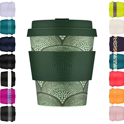 Image of Ecoffee Cup 8oz 240ml Reusable Eco Friendly 100% Plant Based Coffee with Silicone Lid &amp; Sleeve Melamine Free Biodegradable Dishwasher/Microwave Safe Travel Mug, Not That Juan