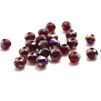 Image of 500pcs 6mm Rondelle Faceted Crystal Glass Beads Loose Spacer Round for Jewelry Making DIY Bead (Dark red ab)