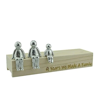 Image of 9th Anniversary Idea 9 Years We Made A Family Metal Ornament Choose Your Combination Box &amp; Woodgrain May Vary(1 child)