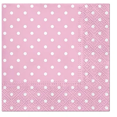 Image of Decorative Paper Napkins Serviettes 33cm x (Pack of 20) (Light Pink Dots)