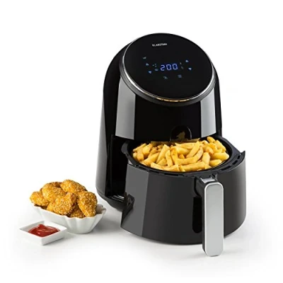 Image of Klarstein AirVital Hot Air Deep Fryer, 1300 Watts, 2.5 L Capacity, Fat Free Frying, Baking, Grilling, Toasting, 8 Programs, CeraPlus Non Stick Coating Black