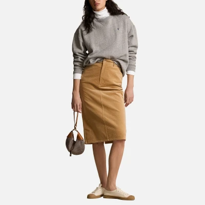 Image of Polo Ralph Lauren Midi Cotton Corduroy Pencil Skirt UK 12