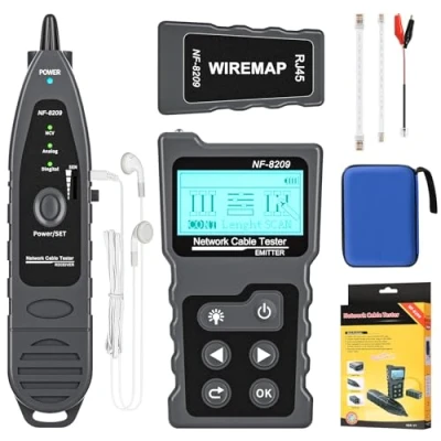 Image of KOLSOL Network Cable Tester,Network Wire Tracker for Cat5/Cat6, NF 8209 PoE Tester with NVC/LCD LAN