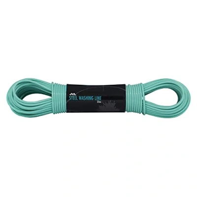Image of JVL Steel PVC Coated Washing Line, 20 Metres, Aqua, One Size, (11 025)