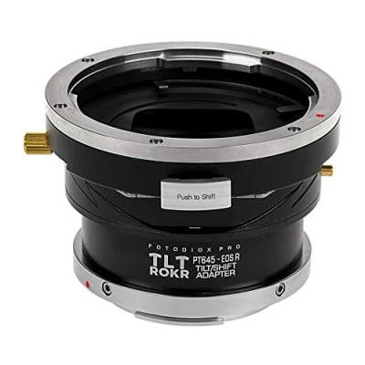 Image of Fotodiox Pro TLT ROKR Compatible with Tilt/Shift Lens Mount Adapter Pentax 645 (P645) Lenses to Canon RF Mirrorless Camera Body