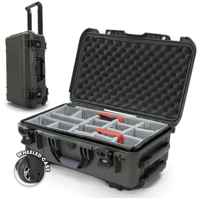 Image of Nanuk 935 Waterproof Carry On Hard Case with Wheels and Padded Divider Olive