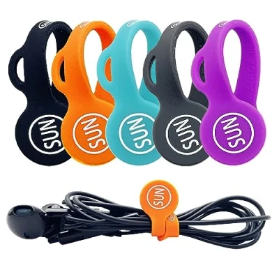 Image of SUNFICON 6 Pack Cable Clips Magnetic Headphone Organisers Earbuds Cord Winder Manager Keeper Bookmark Whiteboard Noticeboard Fridge Magnets USB Ties Straps Wire Holder Home Office School
