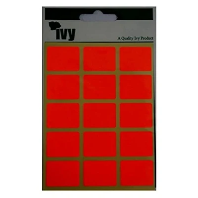 Image of 19mm x 25mm Rectangle Fluorescent Red Sticky Labels Self Adhesive Label Stickers (60 Stickers) Ivy 232291