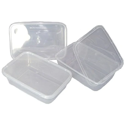 Image of 50 x 650ml Plastic Microwave Freezer Safe Food Meal Prep Recyclable Takeaway Containers and Lids Catering Grade BPA Free