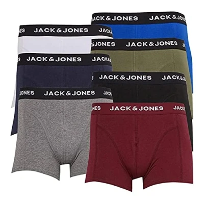 Image of Jack &amp; Jones Mens Shorts, Underwear, Multipack Trunks Multicolour Cotton Size Small