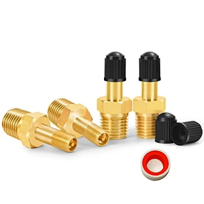 Image of GODESON 1/4&quot; NPT Tank Valve, Anti Corrosion Brass Schrader Valve with Male NPT,Using Air Compressor Tanks(Pack of 4)