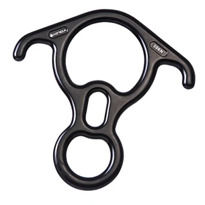 Image of 50KN Rock Climbing Rescue Rappelling Figure 8 Ring Rope Descender Black