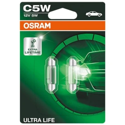 Image of OSRAM ULTRA LIFE C5W halogen, indoor lighting, 6418ULT 02B, 12 V passenger car, double blister (2 units) , Orange