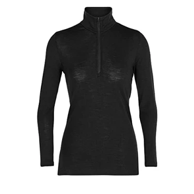 Image of ICEBREAKER Women&#039;s 100% Merino Wool Everyday Long Sleeve Half Zip 175 Ultralight Fabric Black, L, 104473