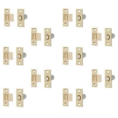 Image of Adjustable Roller Catch Spring Loaded Latch Lock for Internal Doors Brass Plated Pack of 10