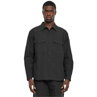 Image of Urban Classics Basic Shirt, Men&#039;s, Size: XXL, Black