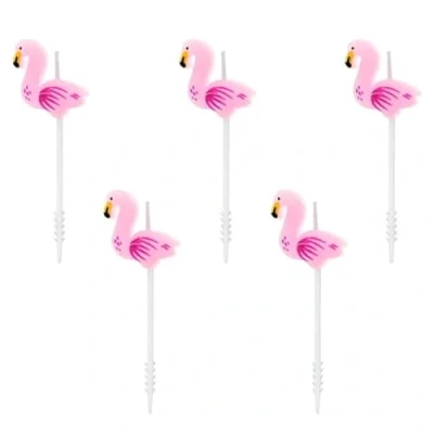 Image of Birthday Candles Flamingos 3 cm Pack of 5