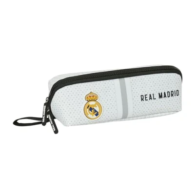 Image of Real Madrid 1st Team 24/25 Large Square Pencil Case, Children&#039;s Ideal for School Age Children, Comfortable and Versatile, Quality Resistance, 22 x 10 cm, White/Grey,