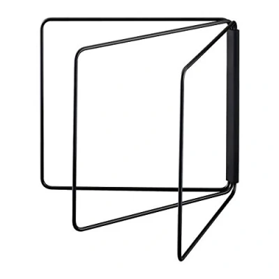 Image of Yamazaki 2788 Tower Foldable Dishcloth Hanger, Black, Steel, Minimalist, 27.5～53.5 x 2.2～54.5 25 cm