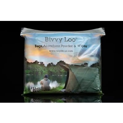 Image of Bivvy Loo Refill Pack Portable Toilet Liner Bags Camping 40 Biodegradable Wipes, 12 &amp; Sachets of Waste Managing Powder