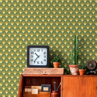 Image of A.S. Création Retro 70&#039;s Infinity Wallpaper Green/Yellow/Brown/Beige Chic 395381 8.50m x 0.53m Paste The Wall
