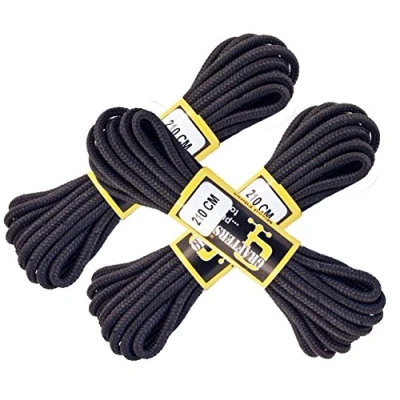 Image of Grafters 10 Pairs Round 210cm Replacement Shoe Laces New Black Textile, PKT (of 10)