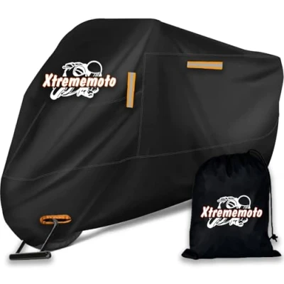 Image of Xtremeauto Motorcycle Cover Waterproof Outdoor, Heavy Duty Oxford Fabric All Weather Protection, Rain UV Dust Resistant Indoor/Outdoor for Street/Sport/Touring Motorbikes (96.5X41.3X49.2in) XXL