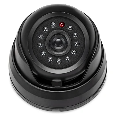 Image of kwmobile Dummy Camera with Light Fake CCTV Security Surveillance Dome Flashing LED Lights Theft Deterrent for Indoor or Outdoor Use Black