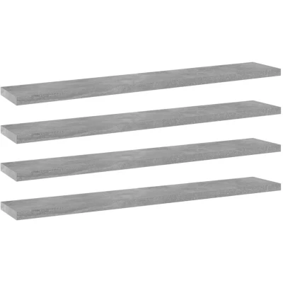 Image of vidaXL Modern Grey Bookshelf Boards: Compact Size, Versatile Display Storage Solution, Made of Engineered Wood, 4 pcs Set