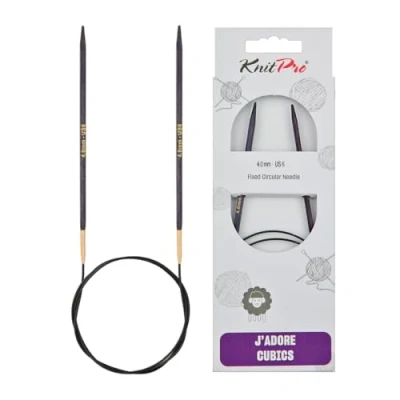 Image of KnitPro J&#039;Adore Cubics Knit Pins Circular Fixed Knitting Needles 100cm x 4.00mm, Purple, 26 1912105017