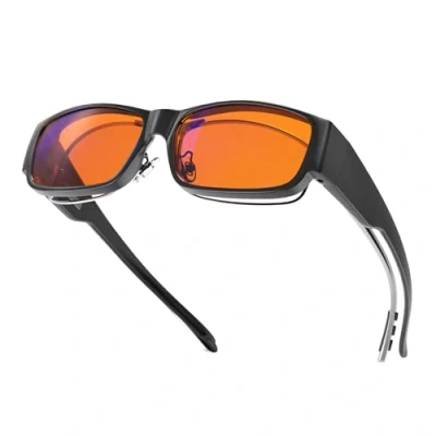 Image of Goiteia 100% Orange Blue Light Blocking Fit over Glasses Amber Tint Gaming for Better Sleep/Eyes Strain/Light Sensitive Ultra (59 * 40mm)
