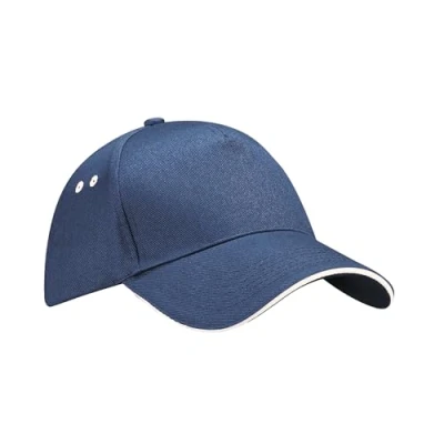 Image of Beechfield B15c Ultimate 5 Panel Cap Sandwich Peak French Navy/Putty