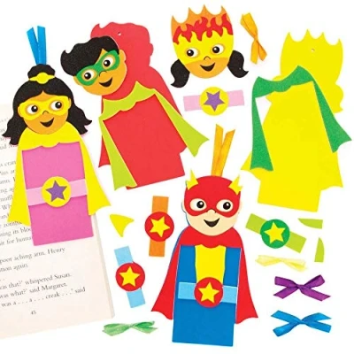 Image of Baker Ross FE402 Star Hero Bookmark Kits Pack of 5, Make Your Own Book Mark for Creative Arts and Crafts Projects, Learning to Read