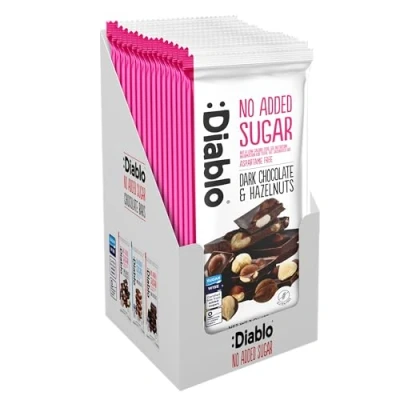 Image of Diablo Dark Chocolate with Hazelnuts Sweetened Maltitol Sugar Free Perfect for Gifting 85g (Pack of 15)