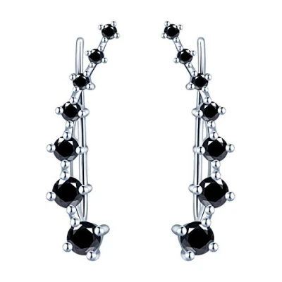 Image of Ear Crawler 925 Sterling Silver Cubic Zirconia Cartilage Stud Earrings for Girls Women