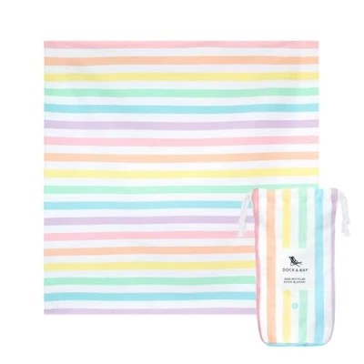 Image of Dock &amp; Bay Picnic Blanket Quick Dry Water Resistant 100% Recycled Materials Large (66x66) Summer Unicorn Waves